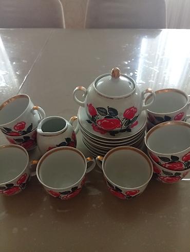 Qab-qacaq və mətbəx ləvazimatları: Çay dəsti, rəng - Ağ, Farfor, 9 nəfərlik, SSRİ — 3