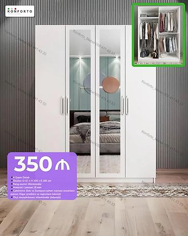 4 qapılı paltar dolabı - Ölçü: 47 sm (d) x 200 sm (h) x 160 sm (e) -