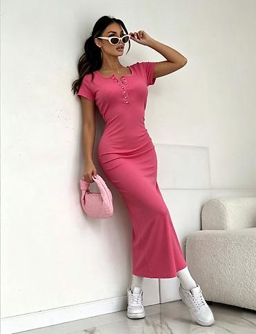 Personal Items: ✅Ženska maxi haljina sa kratkim rukavima i dekorativnim dugmadima — 5