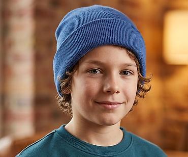 idman sort: Toxunma papaq – mavi - Klassik beanie modeli, qatlanmış kənarlı - — 1