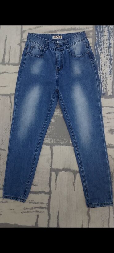 джинсы 40 размер: Мом, Средняя талия