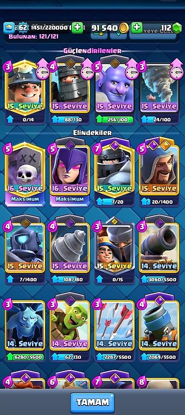 Digər kolleksiyalar: Clash Royale hesabı - Kral səviyyəsi: 62 - Kupa: 11 542+ - Qızıl: 91 — 3