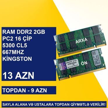 Operativ yaddaş (RAM): Notebook üçün Ramlar (DDR2/DDR3/DDR4) SAYLA ALANA VƏ USTALARA TOPDAN — 4