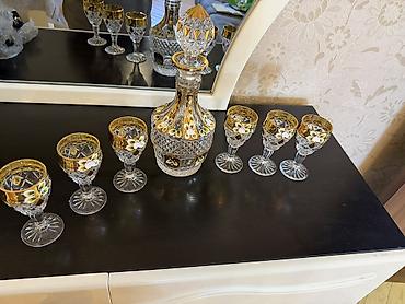 xrustal stekan: Çay dəsti, Xrustal, Bohemia, 6 nəfərlik, Çexiya — 3