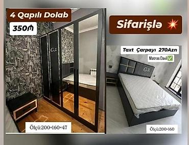 balın qiyməti: Mebel dəsti – sifarişlə - 4 qapılı dolab • Rəng: qara, şüşə önlü — 1
