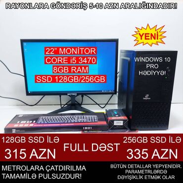 komputer core i5: Masaüstü Kompüter "H61 1155 Pentium Core i5 3470” ⭐22 Monitor Full