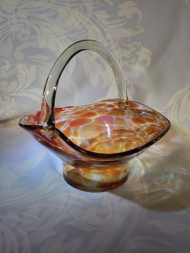 Ostalo posuđe: Korpa nova Dragan Drobnjak rucni rad iz 70ih.god. Murano korpa duvano — 6