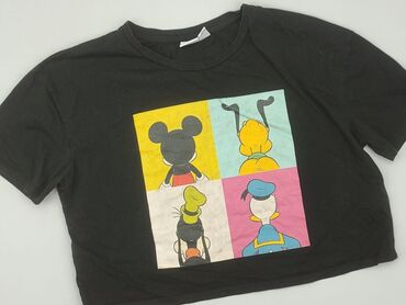 czarne t shirty damskie z dekoltem: Disney, L, стан - Хороший