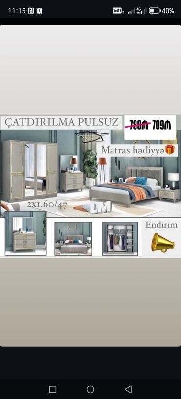 Yataq otağı dəstləri: 2 təknəfərlik çarpayı, Dolab, Komod, Termo, Türkiyə, Yeni -da lalafo.az — 3 Yataq otağı dəstləri: 2 təknəfərlik çarpayı, Dolab, Komod, Termo, Türkiyə, Yeni — 3