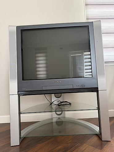 kamera sony: Sony Trinitron WEGA CRT televizor + orijinal şüşə TV stendi - Ekran — 2
