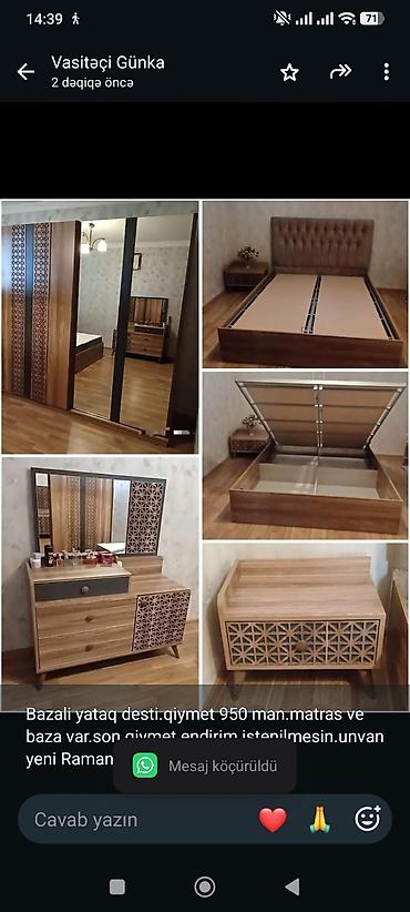 Bazali yataq desti.qiymet 950 man.matras ve baza var.son qiymet