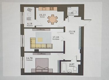 квартира тунгуч: 2 комнаты, 64 м², Элитка, 11 этаж