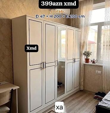 guzgu boydan: Dolab – 4 qapılı, güzgülü model Ölçülər: dərinlik 47 sm × hündürlük — 1