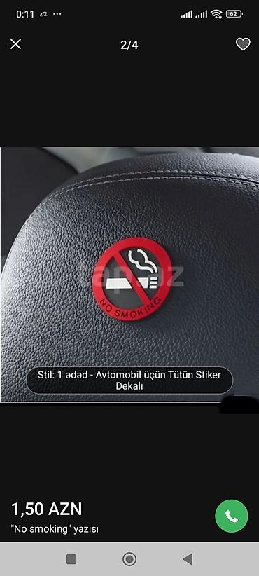 sıqaret: “No Smoking” avtomobil stikerləri - Təyinat: Avtomobil salonunda — 3