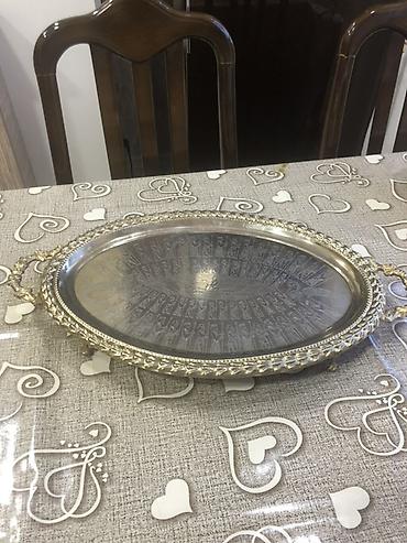 Qədimi İran istehsalı Gümüş rəngli oval servis podnosu - Material