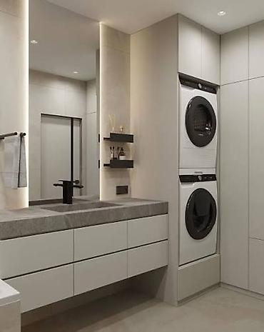 Hamam dolabları: Mərmər üslublu hamam mebeli və lavabolar - Dizayn: Müasir, minimal — 3