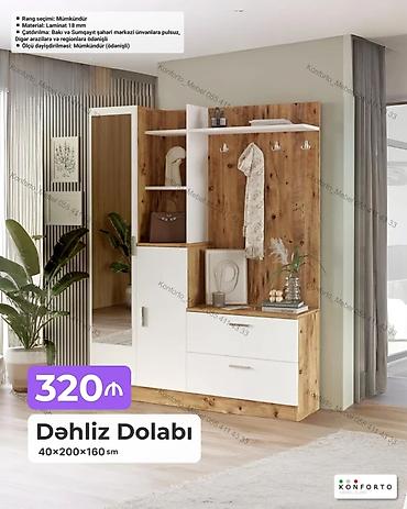 Ev və bağ: Dəhliz dolabı – 40×200×160 sm - Dizayn: Təbii ağac teksturalı lamınat — 1