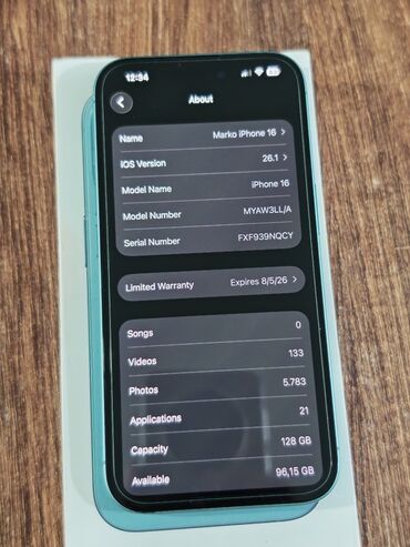 Apple iPhone: Apple iPhone iPhone 16, 128 GB, Zelen, Face ID — 7