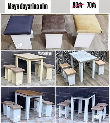 stul uzu: Mətbəx/kiçik yemək dəsti – masa və 4 taburetka - Masa ölçüsü: 90x60 — 1