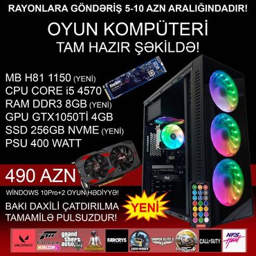 Masaüstü kompüterlər və iş stansiyaları: Oyun üçün Kompüter "RGB Gaming Core i5 4570 GTX1050Ti 4GB 256GB NVME” — 1