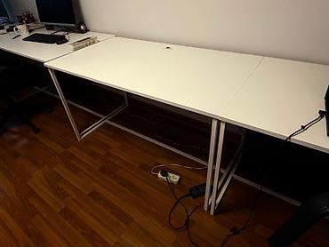 taxta listurlar: Ofis masa dəsti və mobil şkaflar - Minimalist, ağ rəngli ofis iş — 1