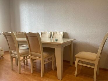 Masalar: Qonaq otağı üçün, İşlənmiş, Açılan, Kvadrat masa, 6 stul