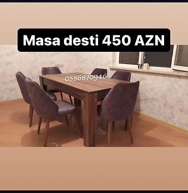 ders masa: Qonaq otağı üçün, Yeni, Açılmayan, Dördbucaq masa, 6 stul — 7