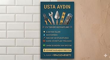 alçıpan qiymeti: Usta Aydın – ev təmiri xidmətləri - Elektrik işləri - Santexnika - — 1