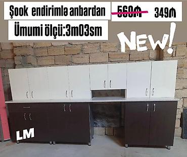 madeyra metbex mebeli: Mətbəx mebeli dəsti – ümumi ölçü: 3 m 03 sm - Üst şkaflar: ağ rəngdə — 1