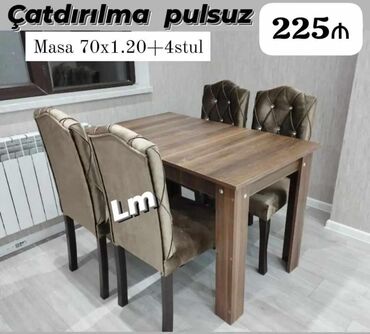 барный стол на кухню: Mətbəx üçün, Açılmayan, Dördbucaq masa, 4 stul