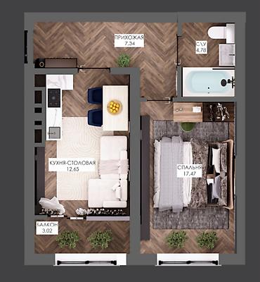 Продажа квартир: 1 комната, 46 м², Элитка, 16 этаж — 5