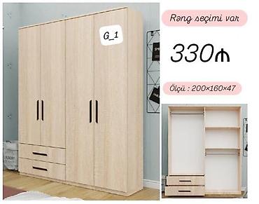 Paltar dolabları, qarderoblar: G_1 geyim dolabları Model 1 – 2 qapılı (ağ) - Ölçü: 200 × 90 × 47 sm — 9