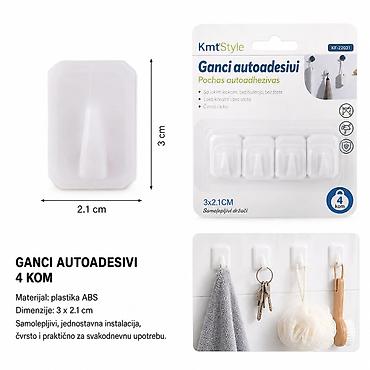 KMT 4 komada pravougaona bela plastična kuka 2208312 Samolepljive
