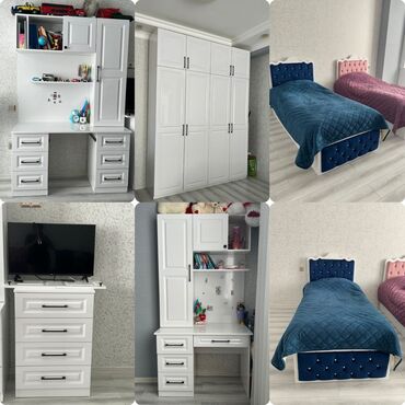 школьные парты и стулья: Oğlan və qız üçün, İşlənmiş, 2 təknəfərlik çarpayı, Yazı masası, Dolab, Komod