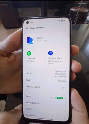 oppo a31: Oppo Reno | 128 GB | rəng - Qara | Zəmanət, Sensor, Barmaq izi