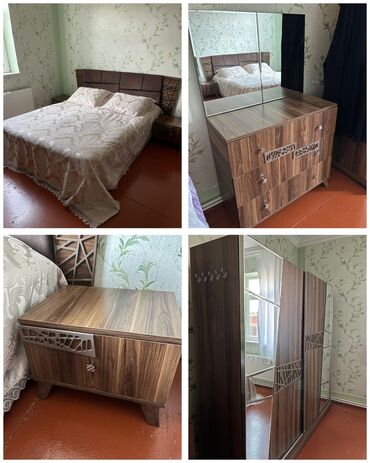 Двуспальная кровать, Шкаф, Трюмо, 2 тумбы, Б/у