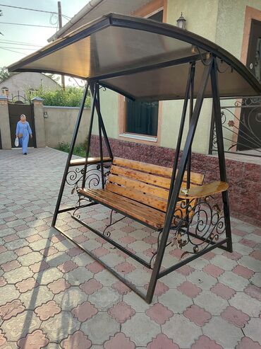 Садовые качели: Садовые качели Металл, Со спинкой, С крышей — 14