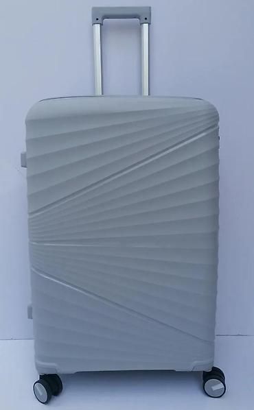 Putni koferi i torbe: Veliki kofer na točkiće – tvrda školjka, sivi - Materijal: tvrda — 4