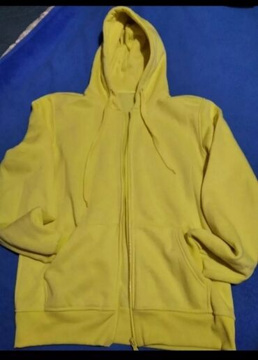 majice rebrasti pamuk: Sweatshirt, XL (EU 54), color - Yellow, With a hood