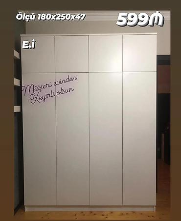 qarderob otagi: Ağ rəngli, minimal dizaynlı paltar dolabı. - Ölçü: 180 x 250 x 47 sm - — 1
