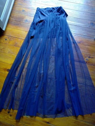 kožna pencil suknja: S (EU 36), Maxi, color - Blue