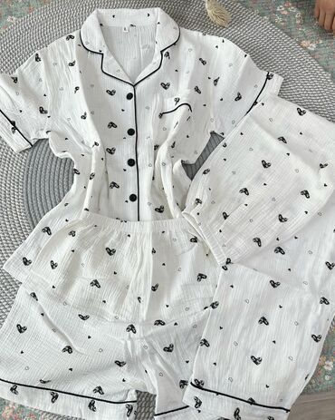 Пижамы: Пижама, Муслин, Китай, На пуговицах, 2XL, M, L — 8