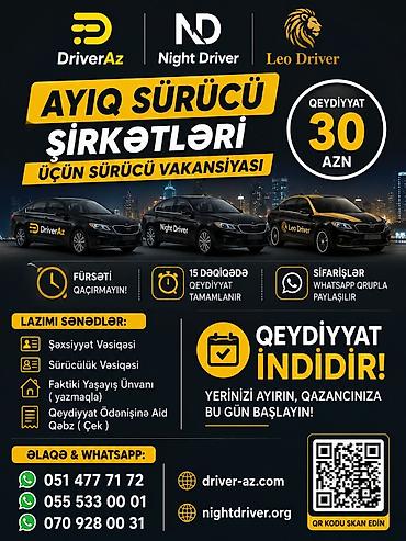 Трезвые водители: Ayıq sürücü şirkətləri üçün sürücü vakansiyası DriverAz, Night Driver — 1