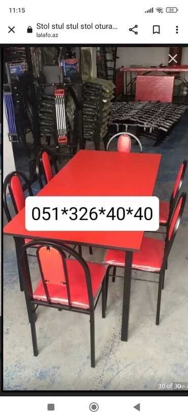 Masa və oturacaq dəstləri: Qonaq otağı üçün, Yeni, Açılan, Dördbucaq masa, 4 stul — 21