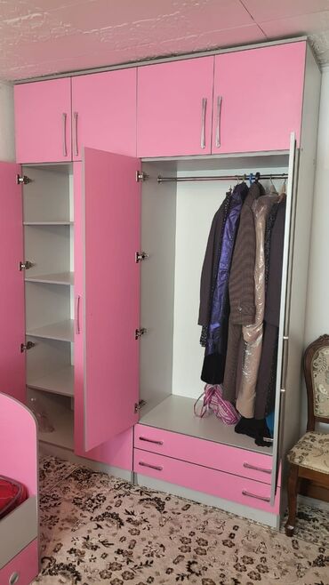 Спальные гарнитуры: Спальный гарнитур, Б/у, ДСП, цвет - Розовый — 6