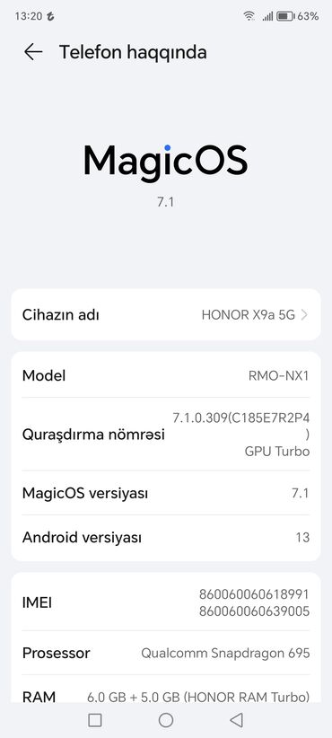 honor x9a kabro qiymeti: Honor 9A, 128 ГБ, цвет - Черный, Отпечаток пальца, Две SIM карты