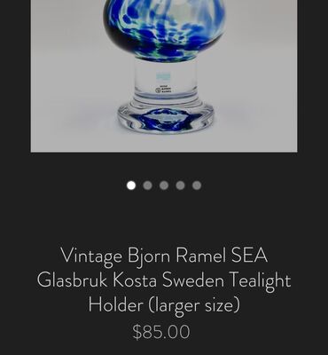 Ostali antikviteti: Svecnjak rucni rad tkz morsko staklo Bjorna Ramela Svedska iz 70ih — 3