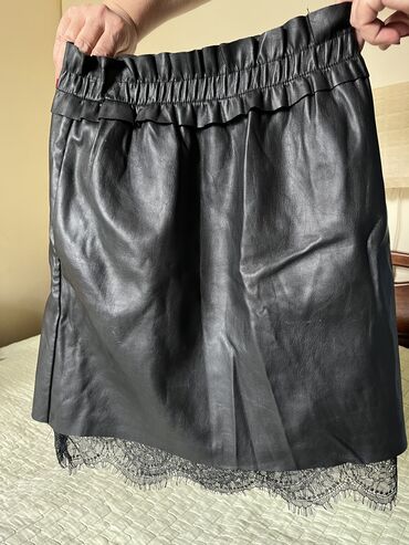 kožna suknja kombinacije: XS (EU 34), Mini, bоја - Crna