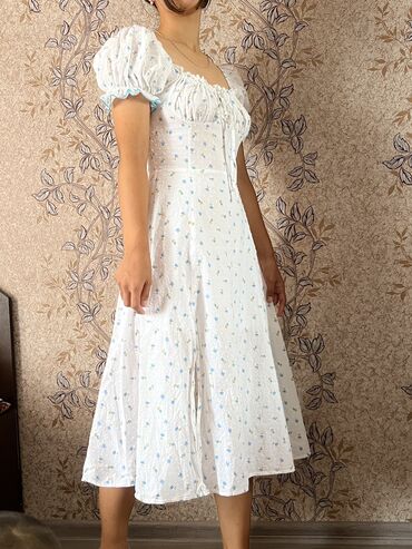 джинсы клещ: Повседневное платье, Made in KG, Лето, Длинная модель, Хлопок, XS (EU 34)