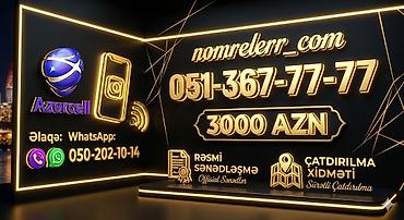 Eksklüziv mobil nömrə – Azercell Nömrə: 051-367-77-77 Xüsusiyyətlər lalafo.az -da Eksklüziv mobil nömrə – Azercell Nömrə: 051-367-77-77 Xüsusiyyətlər
